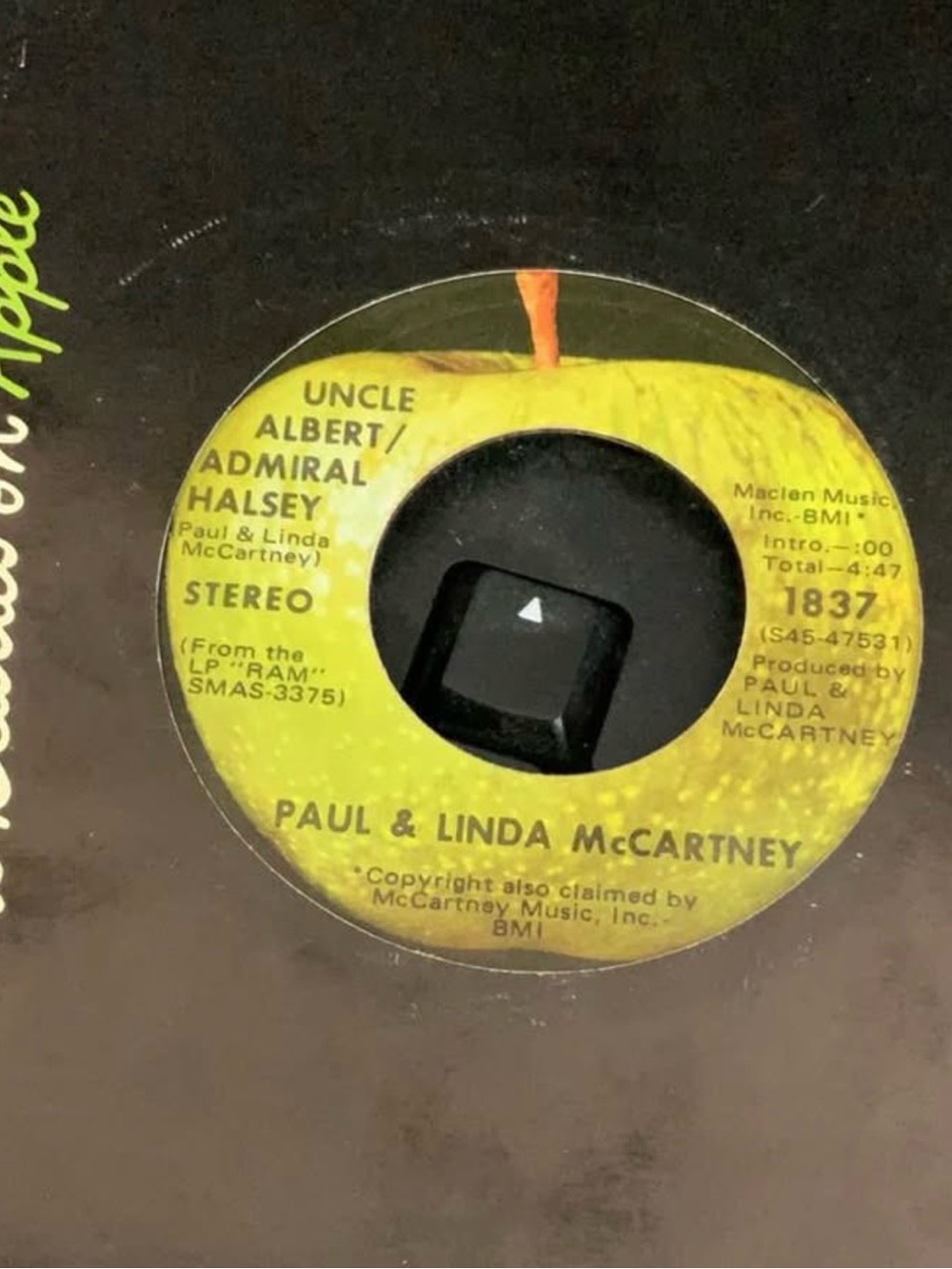 Vintage 7 inch vinyl record by Paul McCartney- Uncle Albert/ Admiral Halsey.